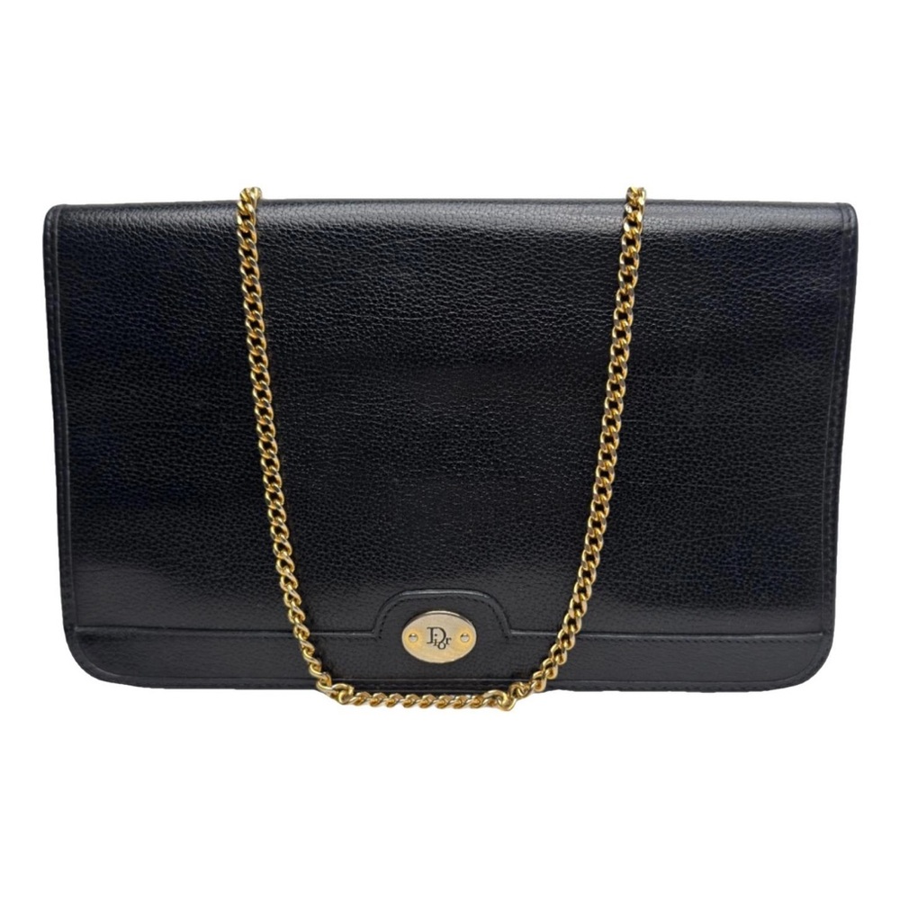 Dior Black Grain Leather Chain Crossbody Shoulder Bag
